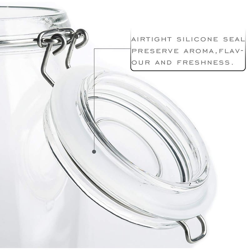 Kingrol Large 34 oz Glass Storage Jars (Approx. 1 Liter), 4 Pack Airtight Clamp Lid Canisters with Wide Mouth for Pantry Organization, Dry Food Storage, Pickling & Fermentation - Image 2